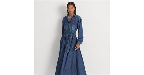 Lauren By Ralph Lauren Ralph Lauren Belted Denim Shirtdress In Blue Lyst