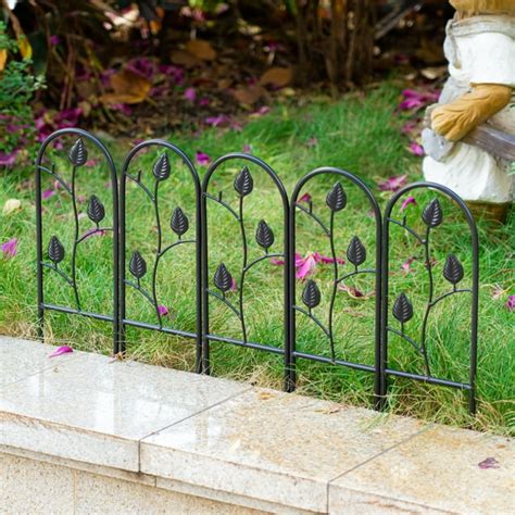 5-Pack GOTGELIF Wrought Iron Garden Fence, 2.5ft x 18in, Outdoor Metal ...