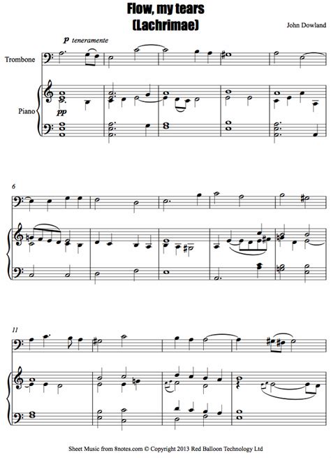 Dowland Flow My Tears Lachrimae Sheet Music For Trombone