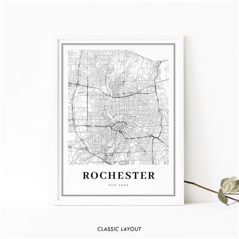 Rochester Ny Map Print New York Usa Map Art Poster Monroe Etsy