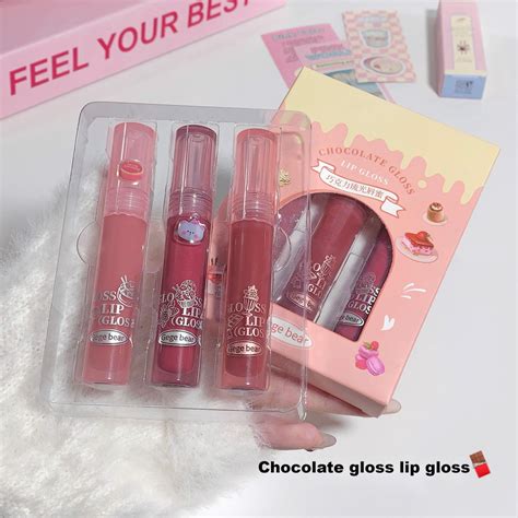 Gege Bear Chocolate Hidratante Lip Gloss Vidro Brilho Labial Para Os