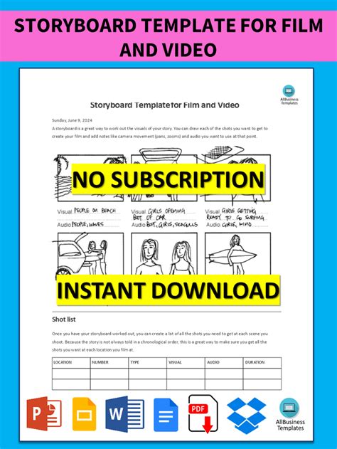 Storyboard Templates Pdf