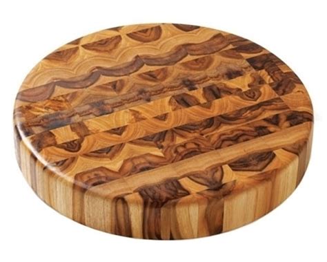 Teakhaus Round Teak Cutting Board W Juice Canal Knifemerchant