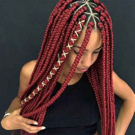 40 Red Box Braids Styles For Every Occassion