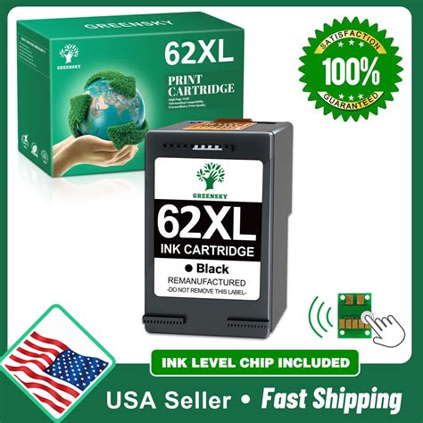 Greensky Printer Ink 62 XL Replacement For HP 62XL Black Ink Cartridge