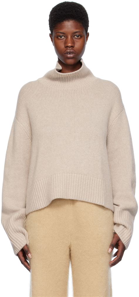 Beige Fleur Turtleneck By Lisa Yang On Sale