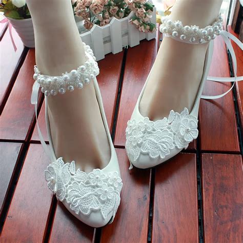 Wedding Shoes Low Heel Pumps Cheap Sale