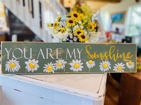 You Are My Sunshine Wood Sign Farmhouse Decor Daisy Decor Wood Wall