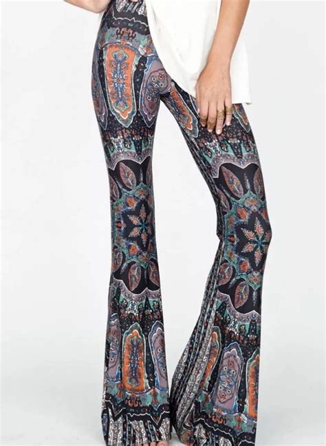 Boho Bell Bottoms Janis Bells Black Purple Orange Blue Hippie Stretch Big Bell Pants Sizes