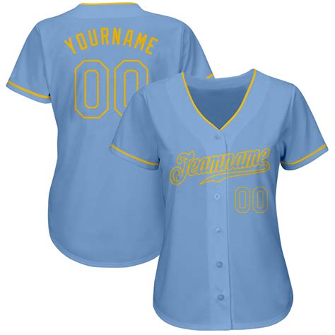 Custom Light Blue Light Blue Gold Authentic Baseball Jersey Custom Jerseys Baseball