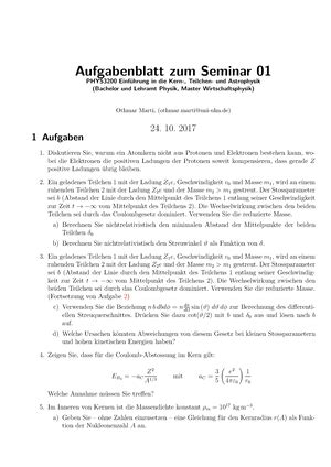 Uebungsblatt Bungsblatt Aufgabenblatt Zum Seminar Phys