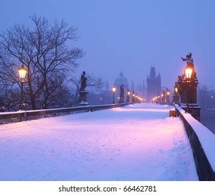 Charles Bridge Winter Prague Czech Republic Stock Photo 66462781 ...