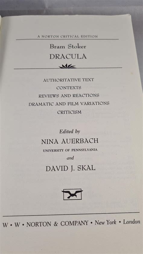 Nina Auerbach & David J Skal - Bram Stoker Dracula, Norton, 1997, Pape ...