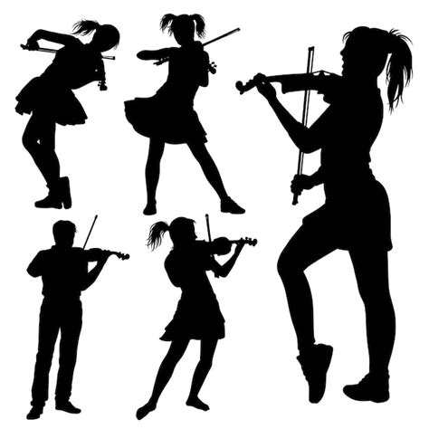 Premium Vector | Male and female violin player playing violin ...