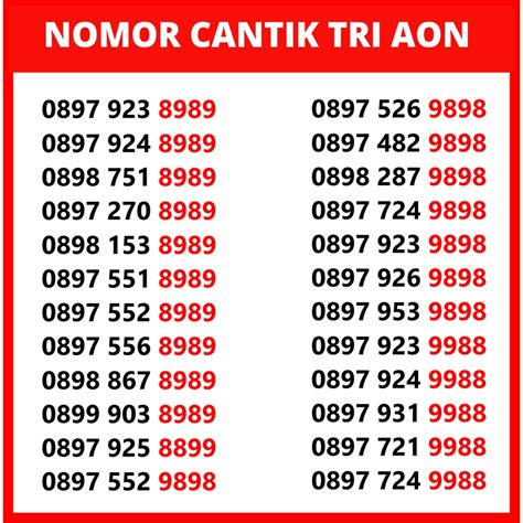 Jual Kartu Perdana Nomor Cantik Tri 11 Digit Seri 8899 8989 9898 Seri