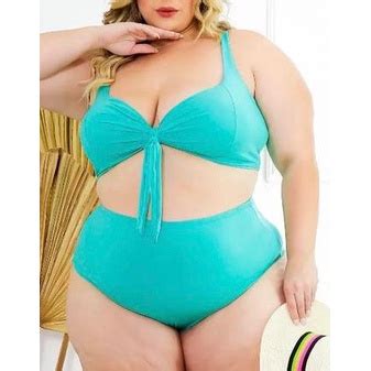 conjunto biquíni Plus Size bojo modelo de cintura alta modelador