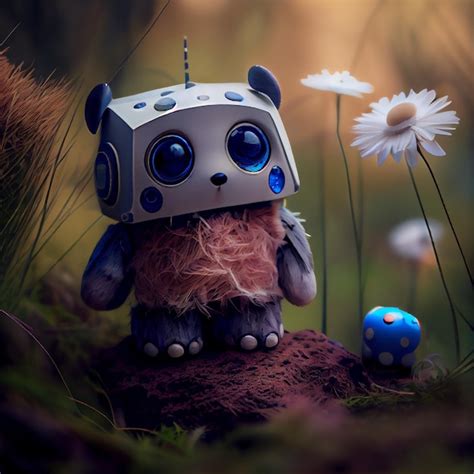 Peque O Robot Lindo En El Mundo De Fantas A Foto Premium