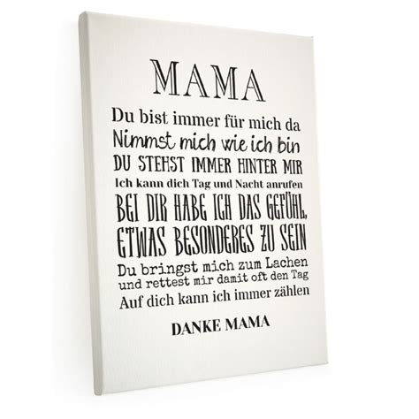 Leinwand Keilrahmen Mama Du Bist Immer F R Mich Da Muttertag Geschenk