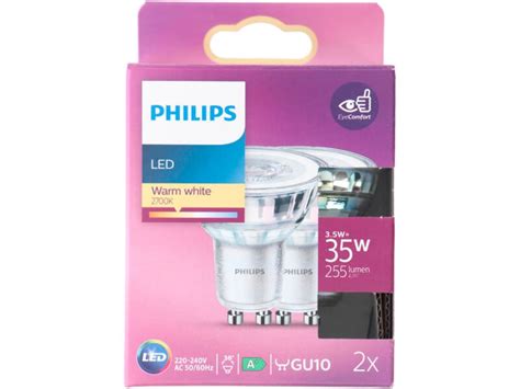 Philips Spot Led Gu10 3 5w 2 Pièces Hubo