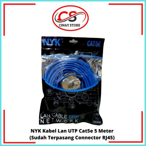 Jual Kabel Lan UTP Cat5E 5m Internet Ethernet Cable NYK 5 Meter