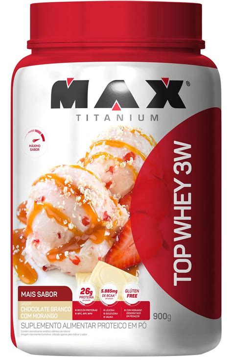 Top Whey W Mais Sabor Max Titanium G Real Suplementos