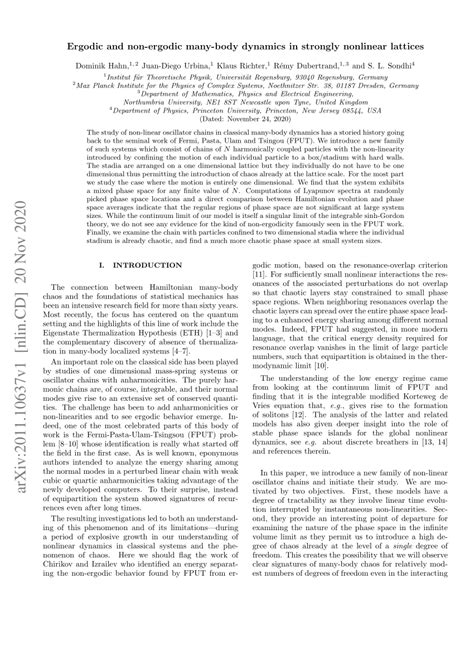 PDF Ergodic And Non Ergodic Many Body Dynamics In Strongly Nonlinear