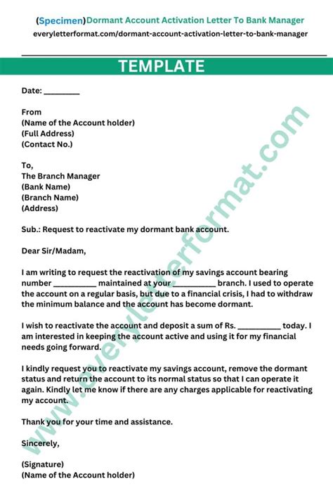 Dormant Account Activation Letter To Bank Manager Everyletterformat