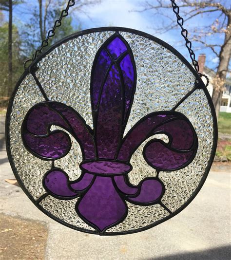 Panel Stained Glass Fleur De Lis Etsy