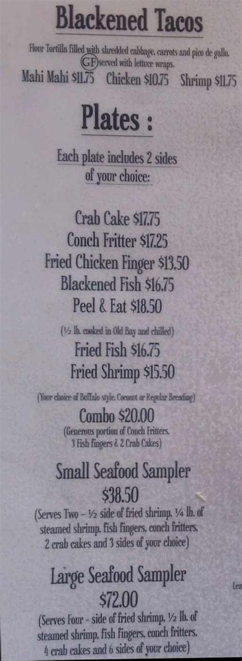 Alabama Jacks Menu, Key Largo, FL