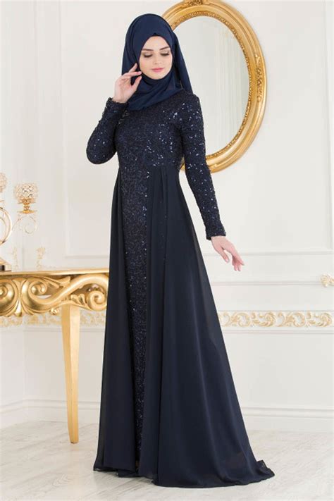 Navy Gown 900 In 2021 Muslimah Wedding Dress Gowns Modest Evening Gowns