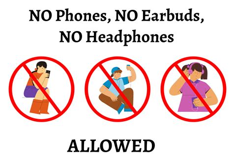 No Phones No Earbuds No Headphones Signs 13 Different Posters