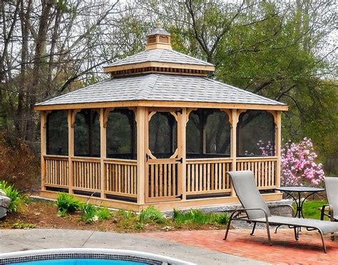 Red Cedar Double Roof Rectangle Gazebos Gazebos By Style