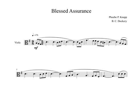 Blessed Assurance Viola Solo Arr B C Dockery Sheet Music