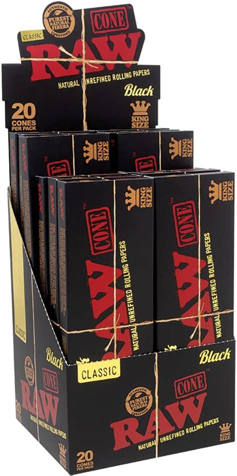 Raw Black King Size Pre Rolled Cones 20 Cones Per Pack 1 Pack For Order By