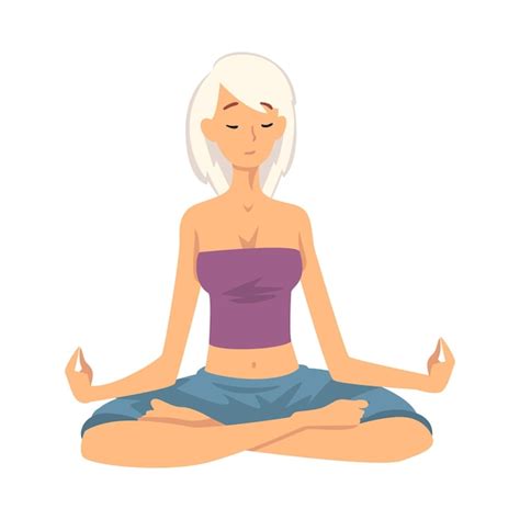 Premium Vector Woman Safe The Balance With Meditation Relaxation Cartoon Vector Illustration