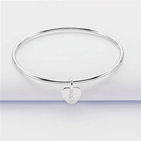 Bracelet Jonc Enfant Argent Personnalis Initiale M Daille Coeur Mm