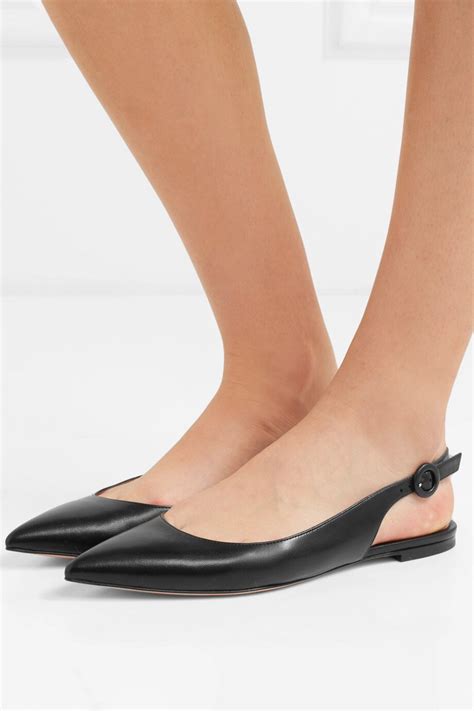 Black Leather Slingback Point-toe Flats – Editorialist