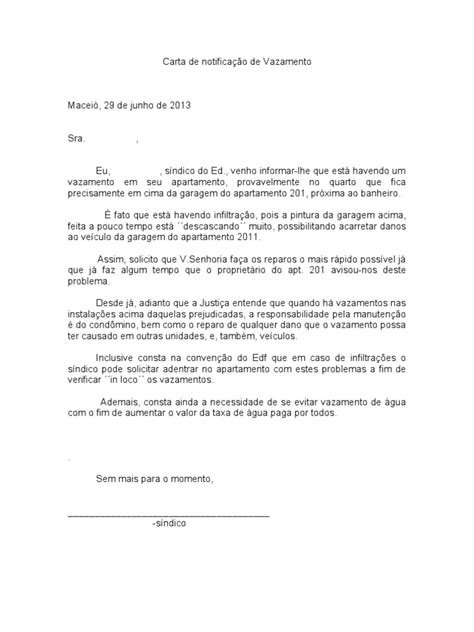 Carta De Notificacao De Vazamento 2 Pdf