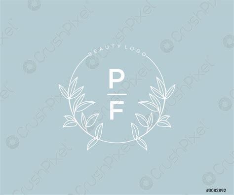 Initial Pf Letters Beautiful Floral Feminine Editable Premade Monoline