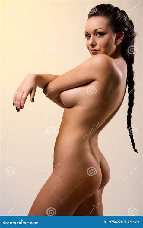 Beautiful Naked Brunette Indoors Stock Photo Image Of Hairdo Beautiful 19756220