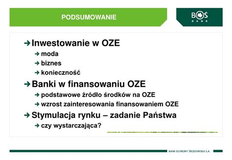 PPT Bank źródłem finansowania OZE PowerPoint Presentation free