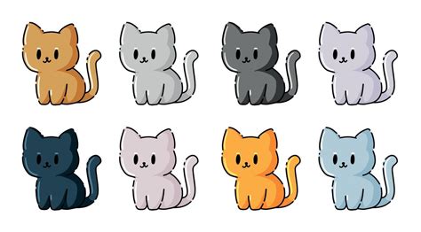 Gato Dibujos Animados Colocar Linda Gatito Personaje Contento Gatito