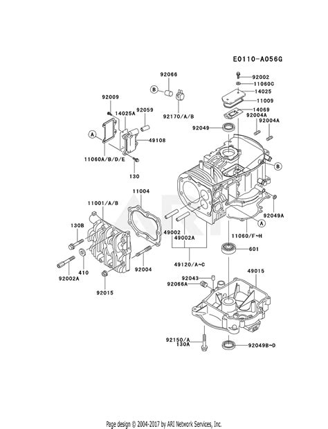 Kawasaki FB460V MS08 4 Stroke Engine FB460V Parts Diagram For CYLINDER