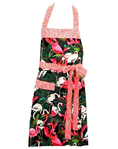 Unusual Pink Flamingo Ladies Apron Custom Personalized Etsy Womens