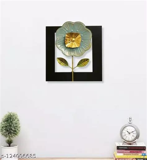 Handicrafy Iron And Mdf Wood Wall Framed Leaf Wall Art In Multicolour