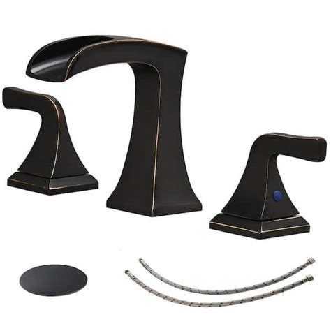 In Widespread Waterfall Double Handle Bathroom Faucet With Pop Up