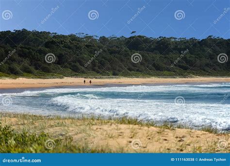 Beach Scene With Distant Walking People Stock Photo Image Of