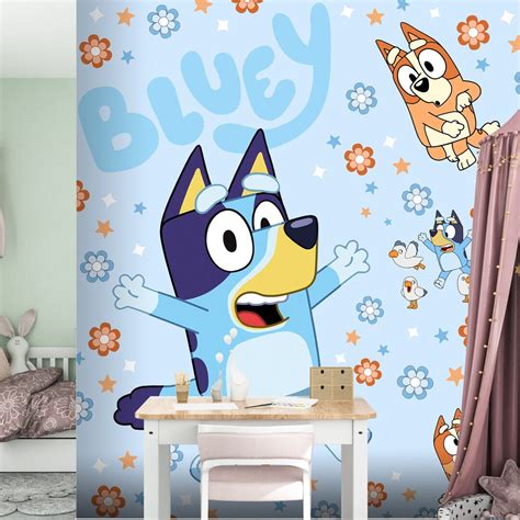 Bluey Mural Bluey Cartoon Mural Bluey Kids Bedroom Mural Peel And