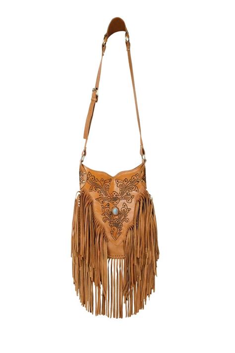 Bohemian Purse Leather Fringe Carved Crossbody Tooled Purse Etsy