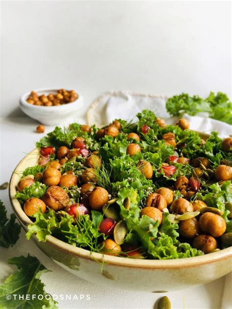 Roasted Chickpea And Kale Salad With Mango Dressing Thefoodsnaps